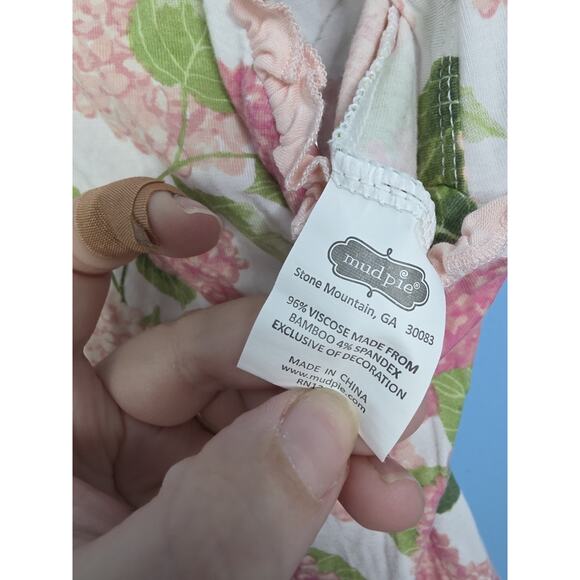 Mud Pie Baby Girl Hydrangea Sleeper One Piece Size 0-3 Months Pink Bamboo - Picture 3 of 4